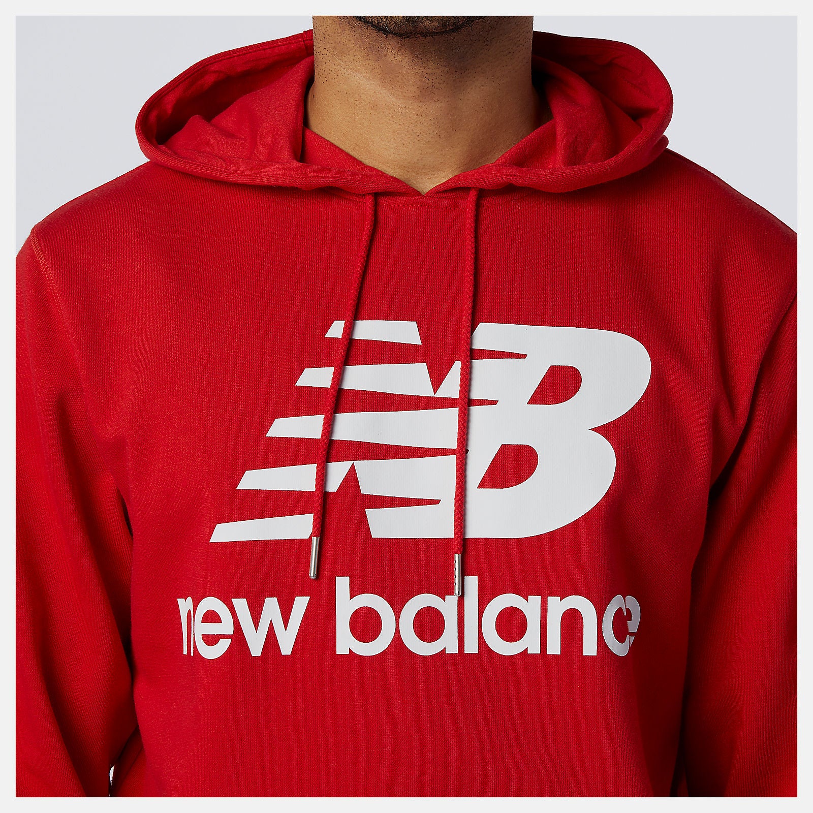 NB Essentials Stacked Logo Po Hoodie | New Balance Clothing Team Red Inline - Men
