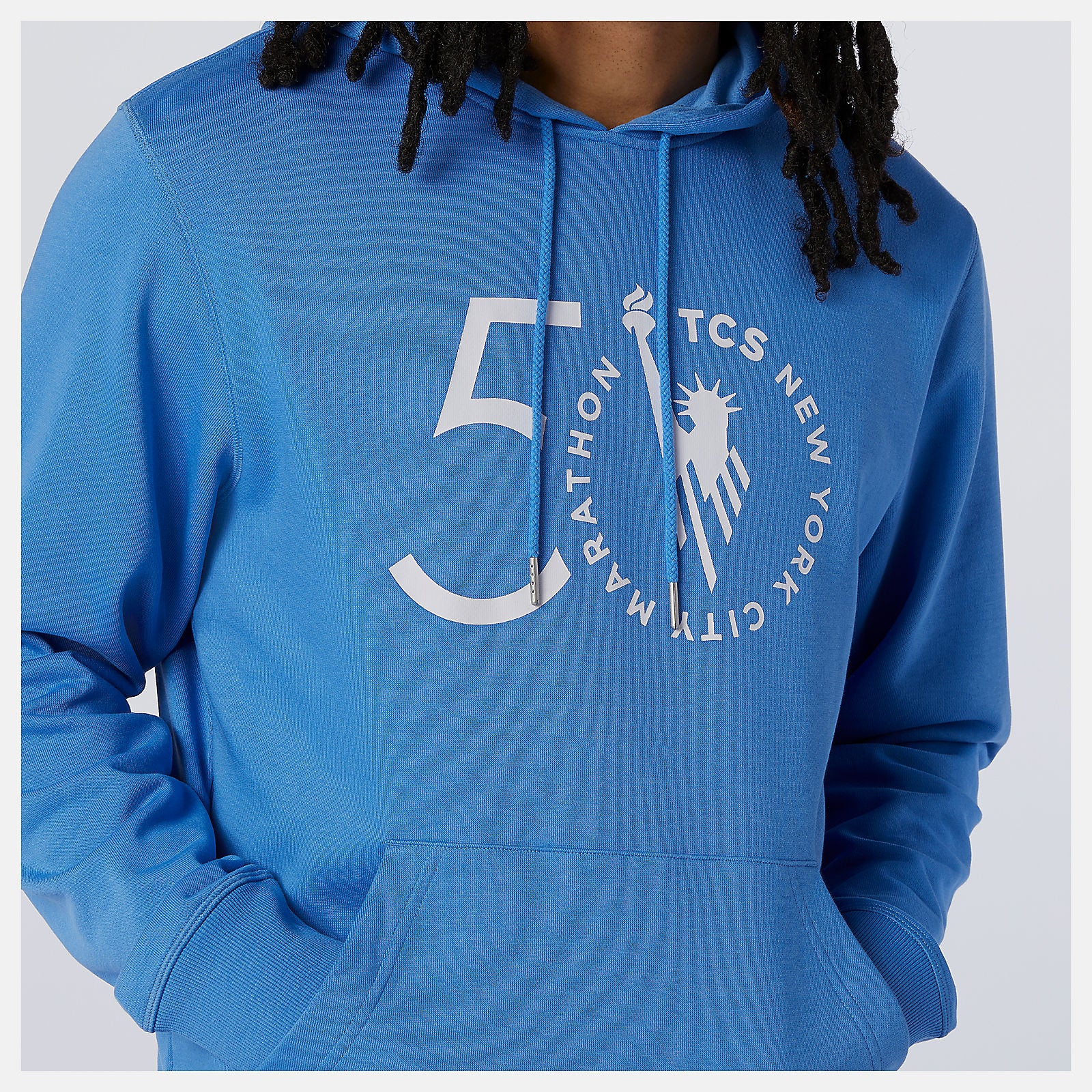 NYC Marathon Essentials Stacked Logo Po Hoodie | New Balance Clothing Faded Cobalt - Men
