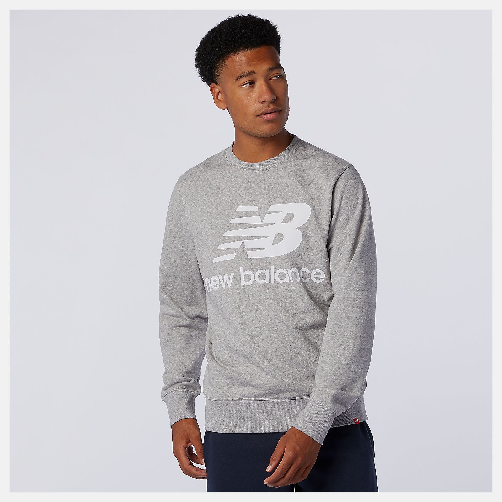 NB Essentials Stacked Logo Crew | New Balance Clothing Athletic Grey - Men