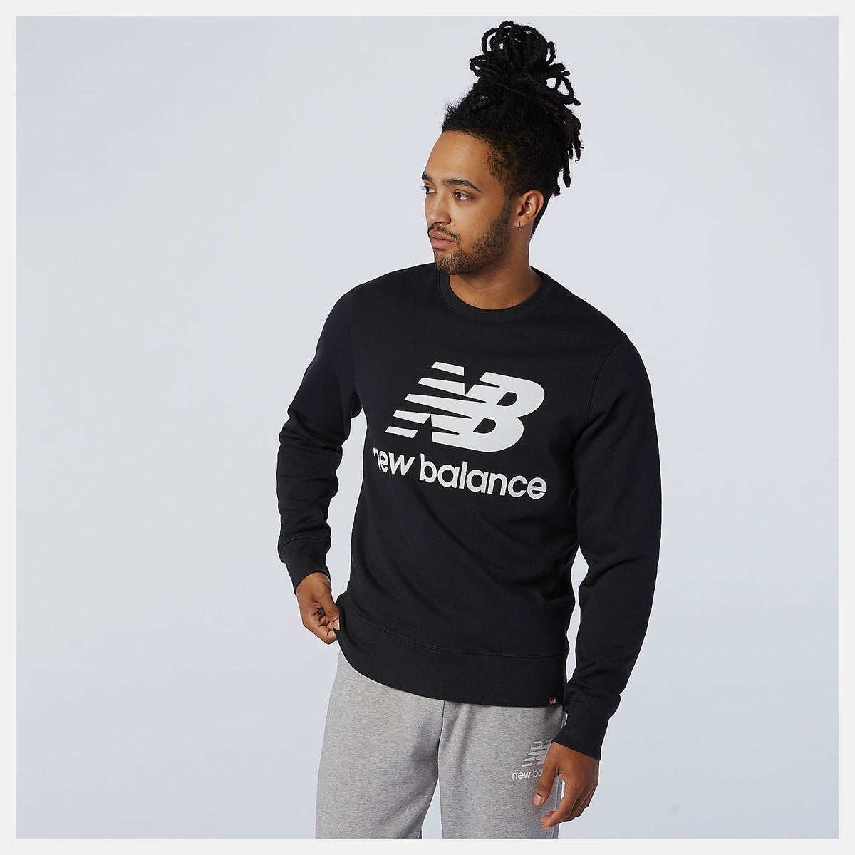 NB Essentials Stacked Logo Crew | New Balance Clothing Black - Men