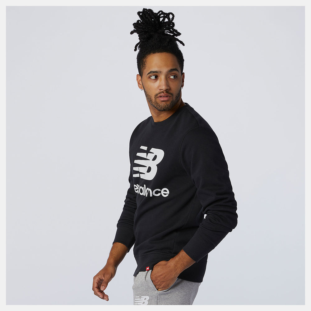 NB Essentials Stacked Logo Crew | New Balance Clothing Black - Men
