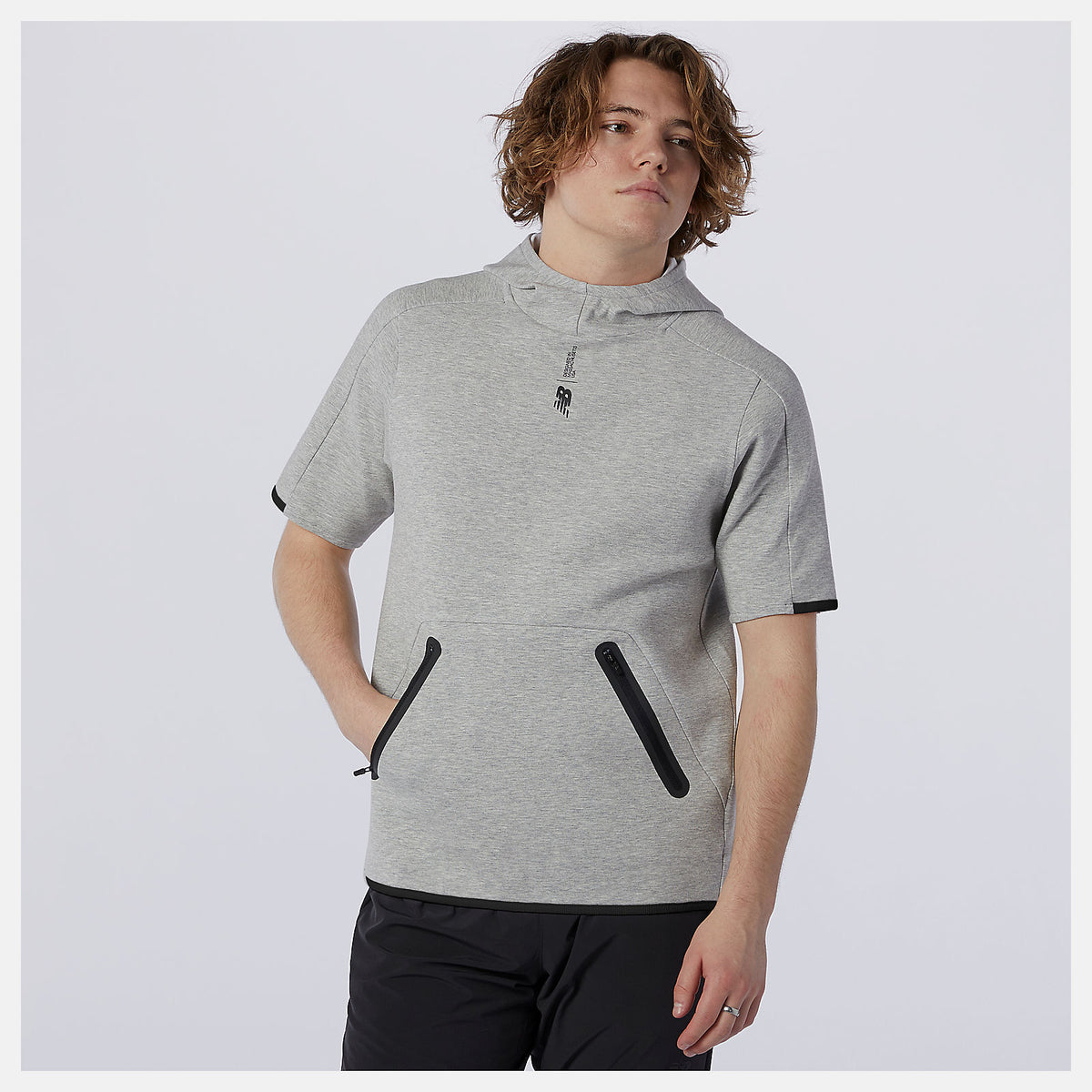 Fortitech Fleece Short Sleeve Hoodie | New Balance Clothing Athletic Grey - Men