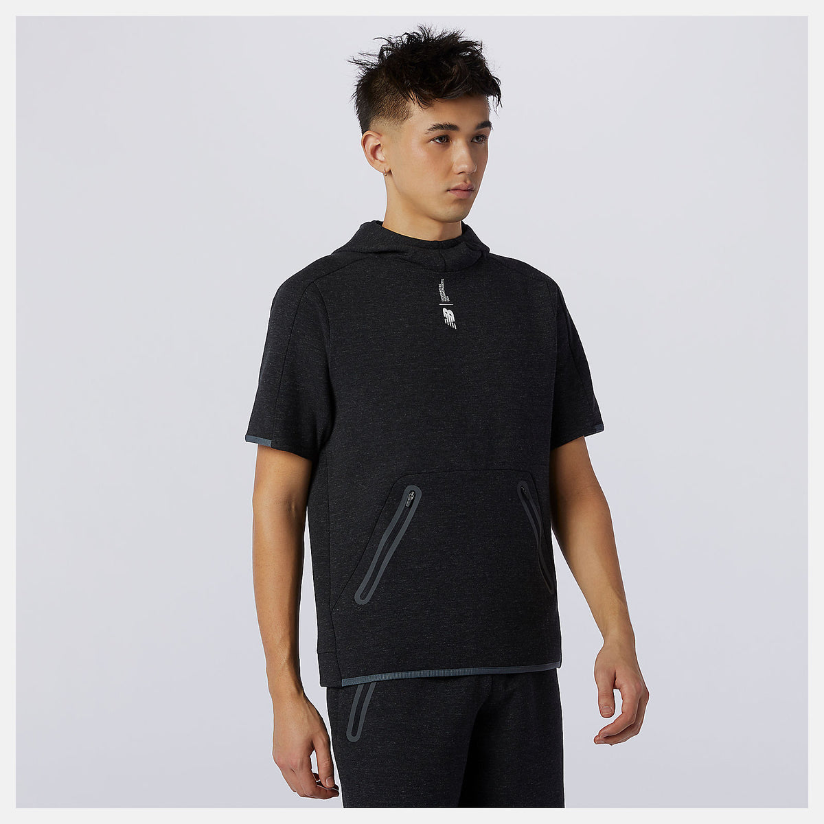 Fortitech Fleece Short Sleeve Hoodie | New Balance Clothing Black Heather - Men