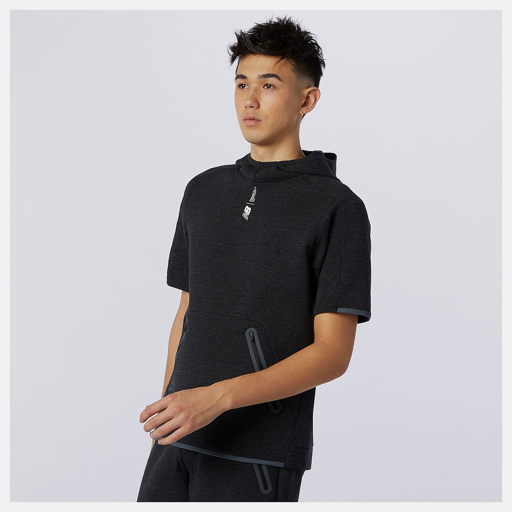 Fortitech Fleece Short Sleeve Hoodie | New Balance Clothing Black Heather - Men