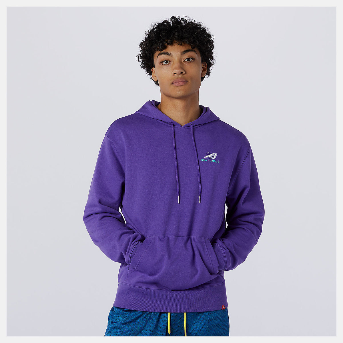 NB Essentials Embroidered Hoodie | New Balance Clothing Prism Purple - Women/Men