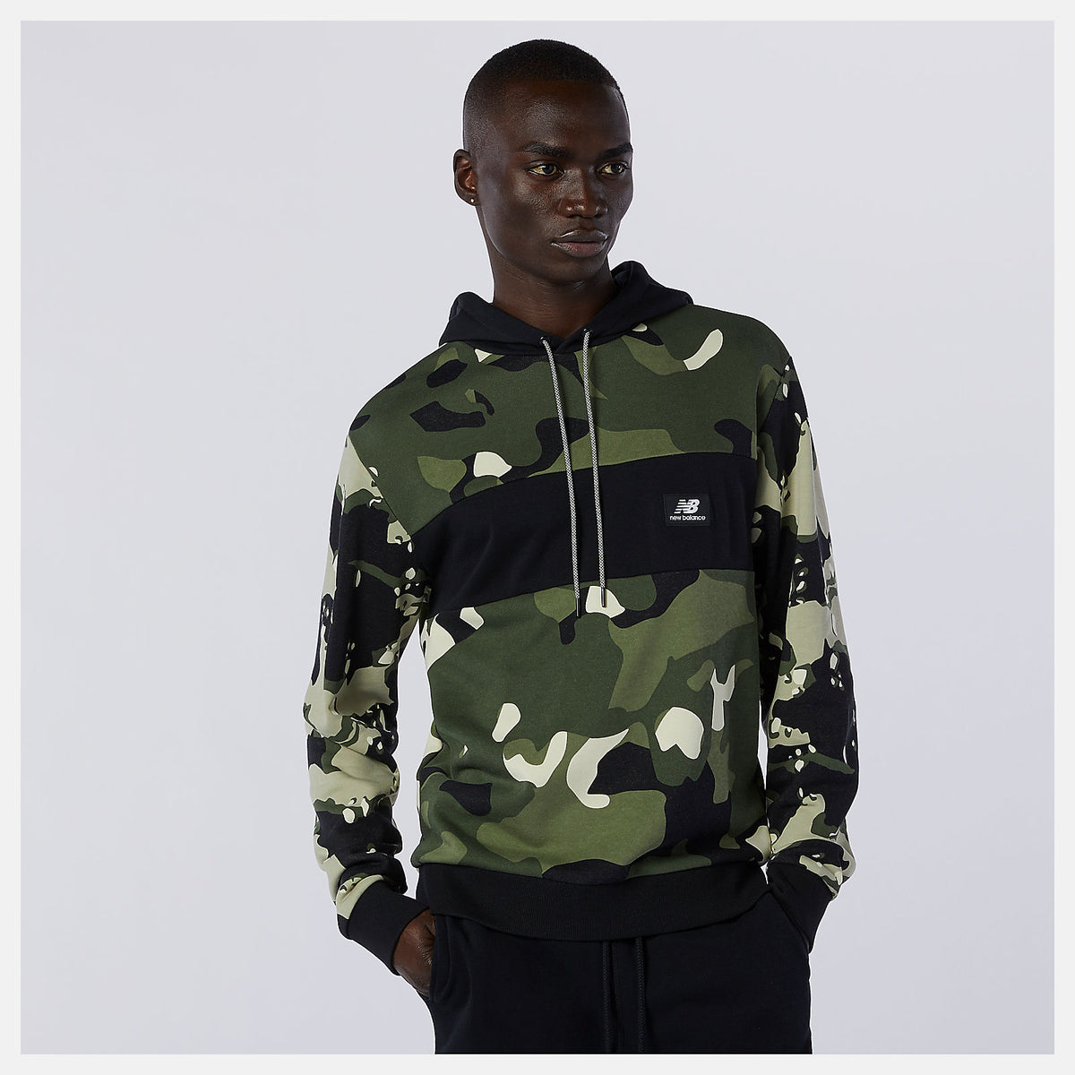 NB Essentials Fleece Camo Hoodie | New Balance Clothing Black/Magnet - Men
