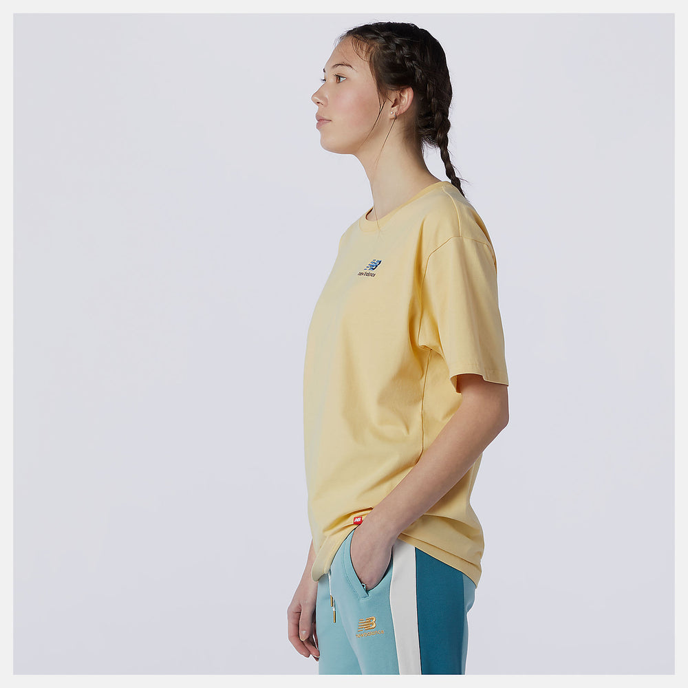 NB Essentials Embroidered Tee | New Balance Clothing Yellow - Women/Men