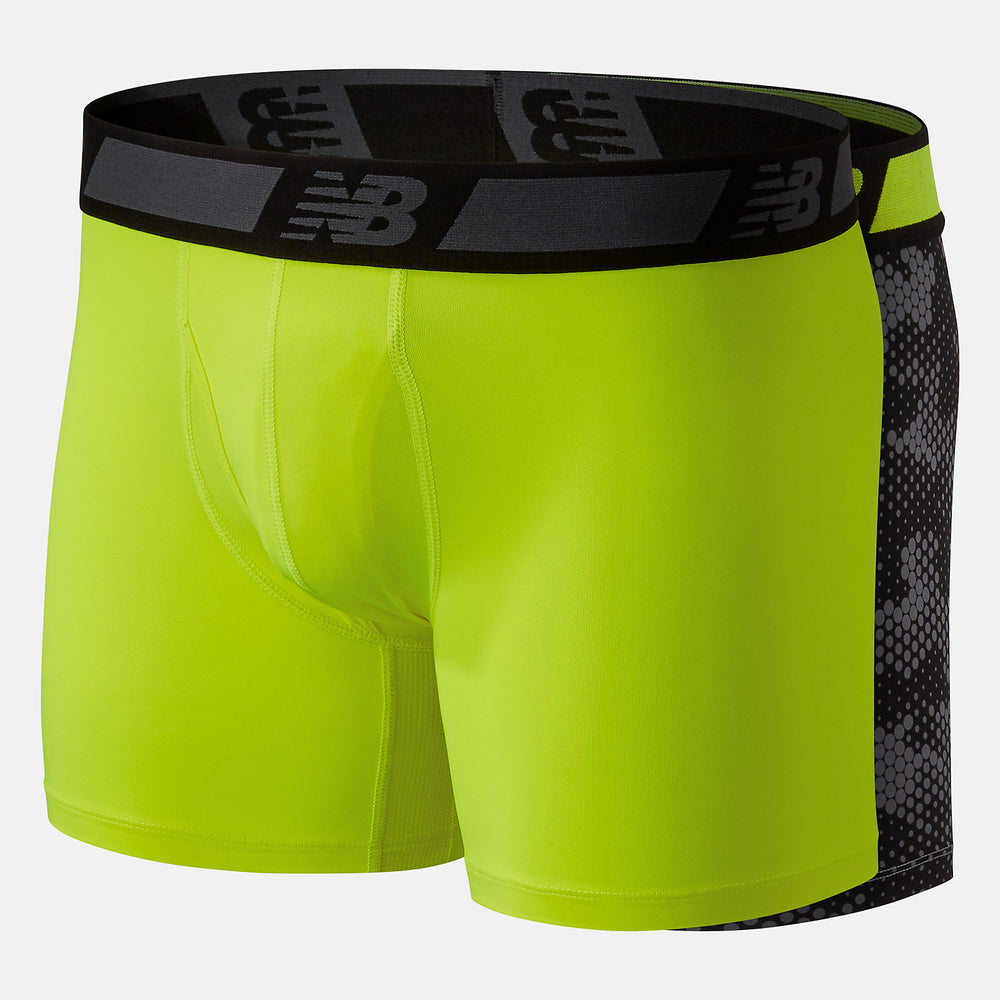 NB Dry 6 Inch Boxer Brief 2 Pack | New Balance Accessories Hi Lite/Black Print - Men