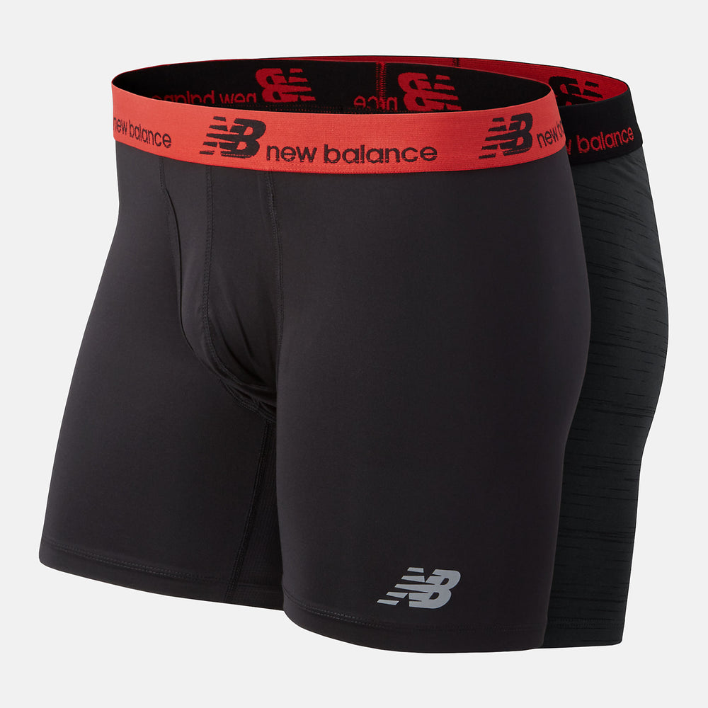 NB Dry 6 Inch Boxer Brief 2 Pack | New Balance Accessories Black/Red - Men