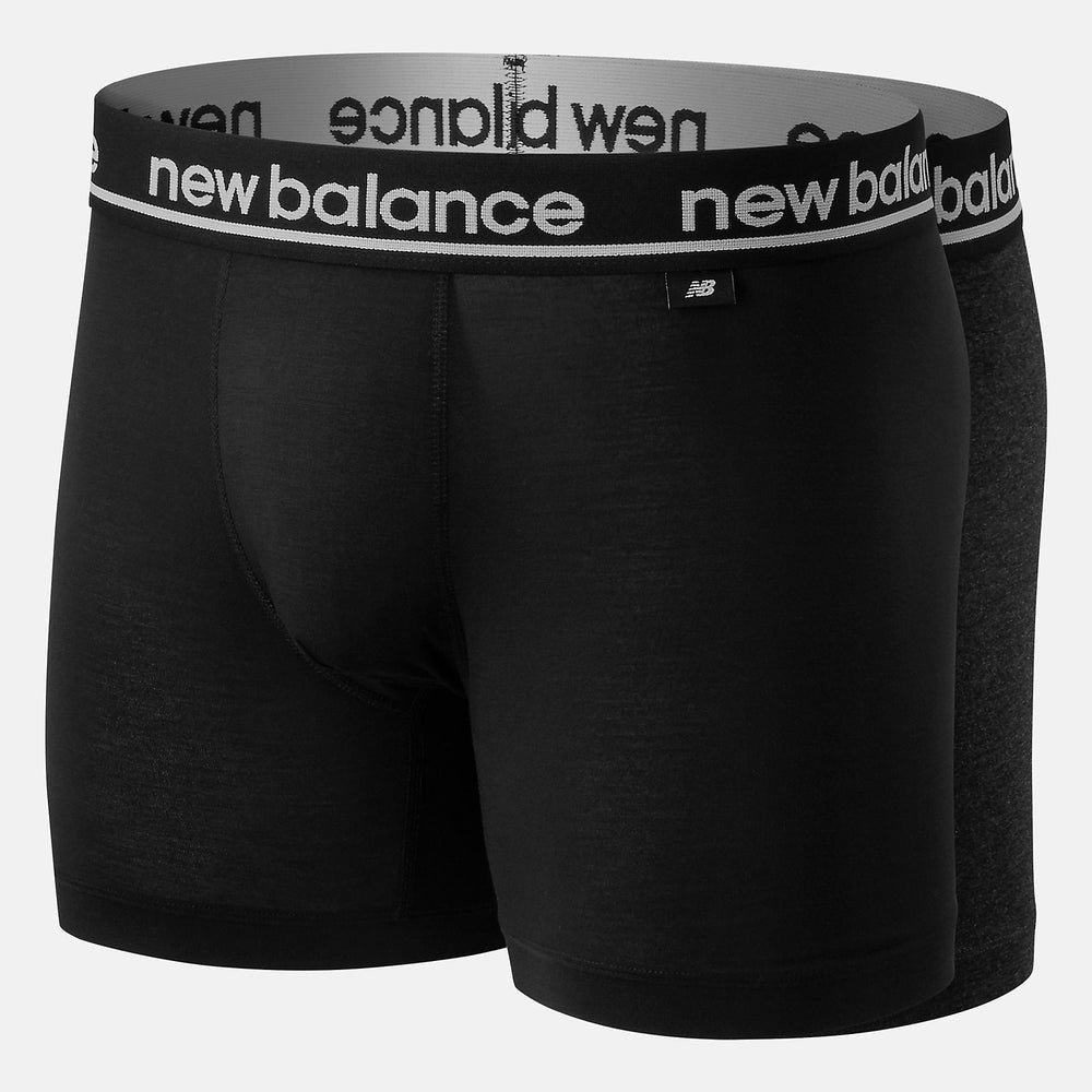 Men Viscose 5 Inch Boxer 2 Pack | New Balance Accessories Black/Dark Heather Grey - Men