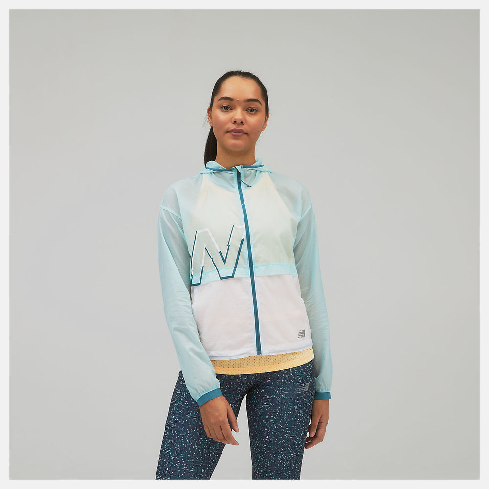 Printed Impact Run Light Pack Jacket | New Balance Clothing Pale Blue - Women