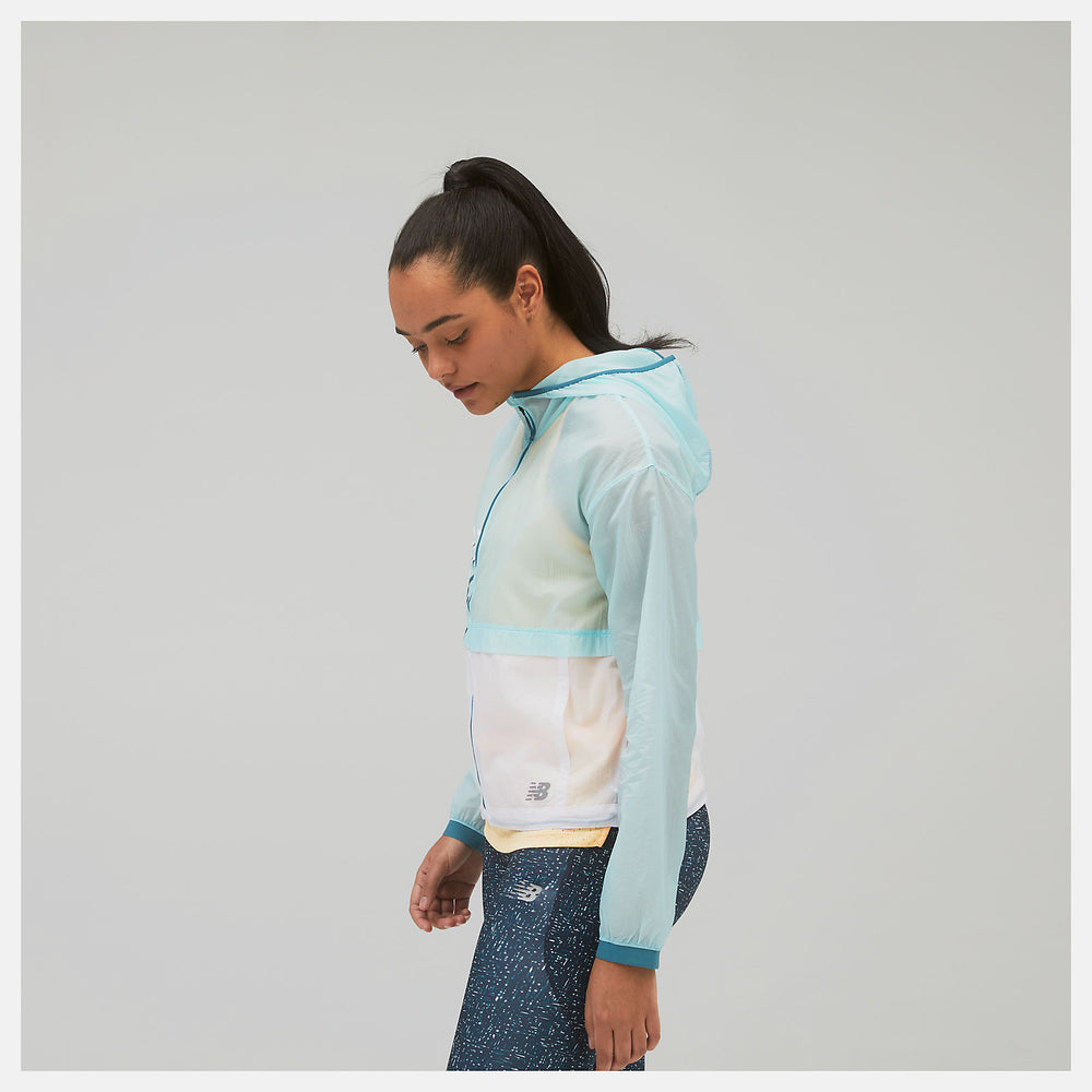Printed Impact Run Light Pack Jacket | New Balance Clothing Pale Blue - Women