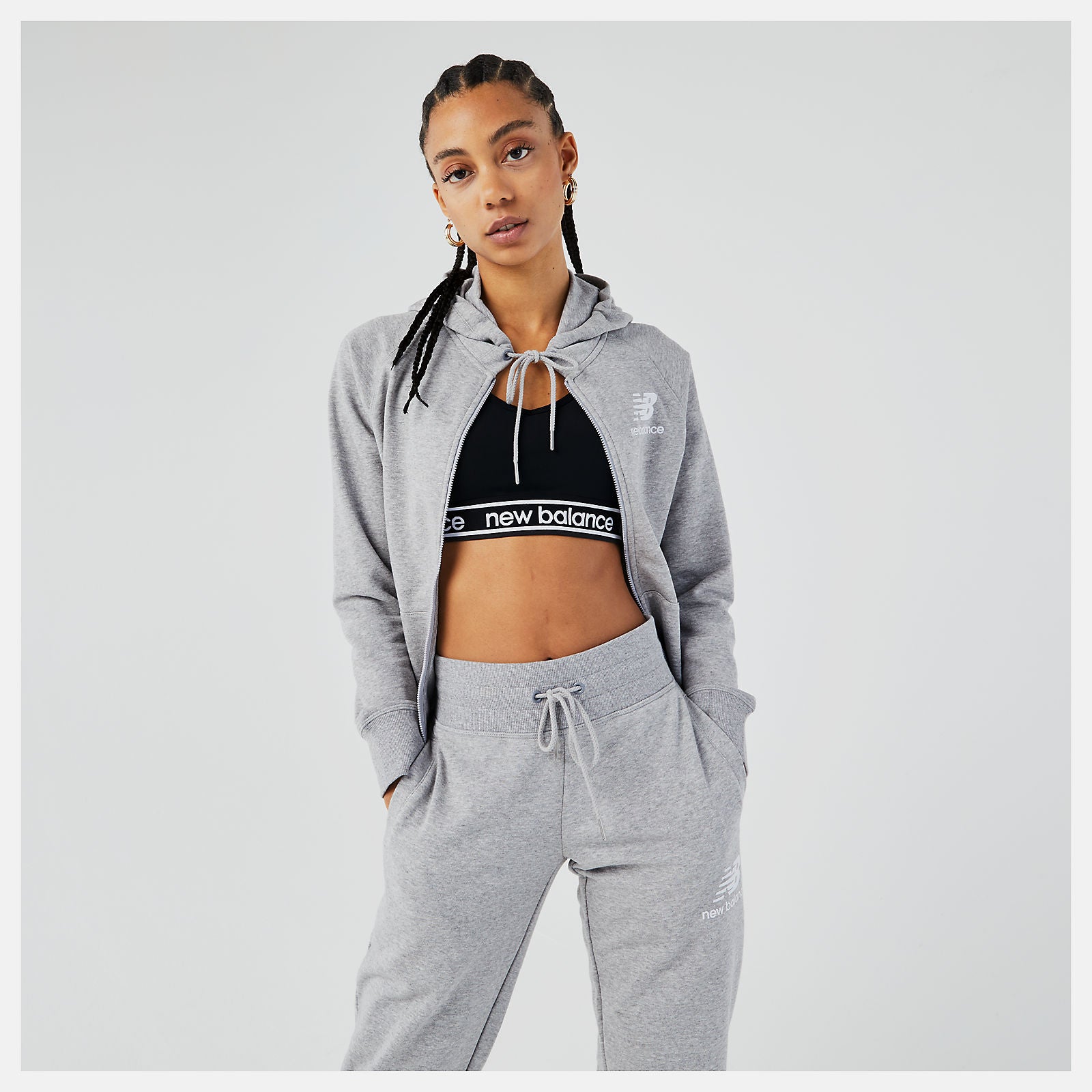 Essentials FZ Hoodie | New Balance Clothing Athletic Grey - Women