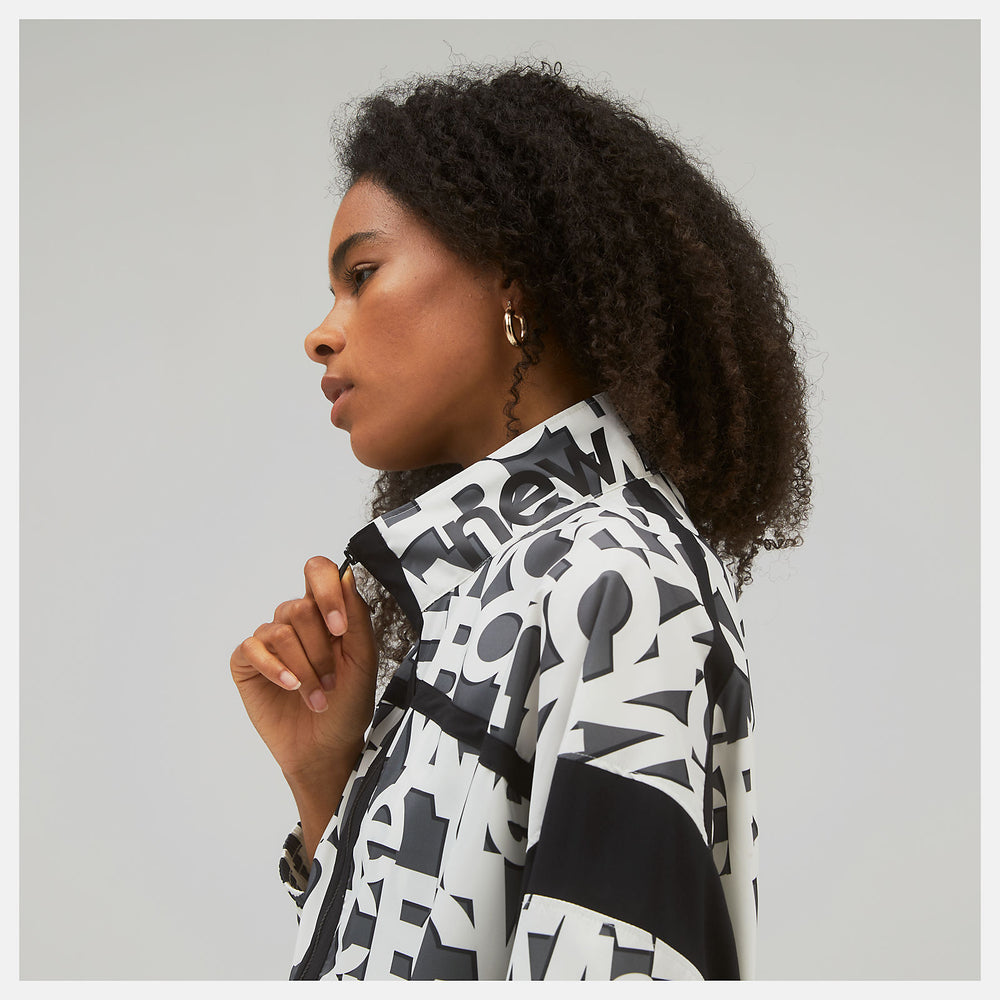 Relentless Printed Woven Jacket | New Balance Clothing White - Women