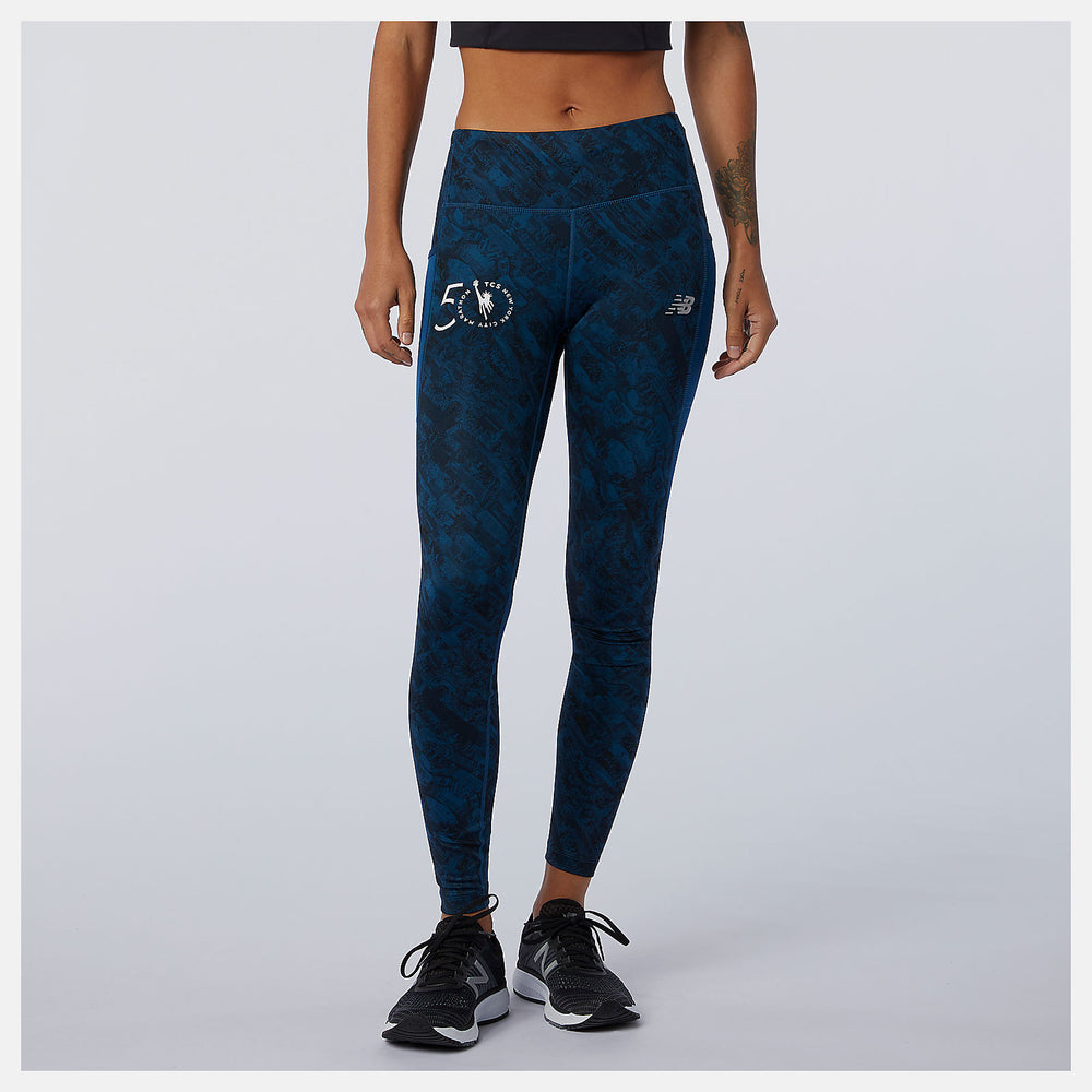 NYC Marathon Printed Impact Run Tight | New Balance Clothing Rogue Wave - Women