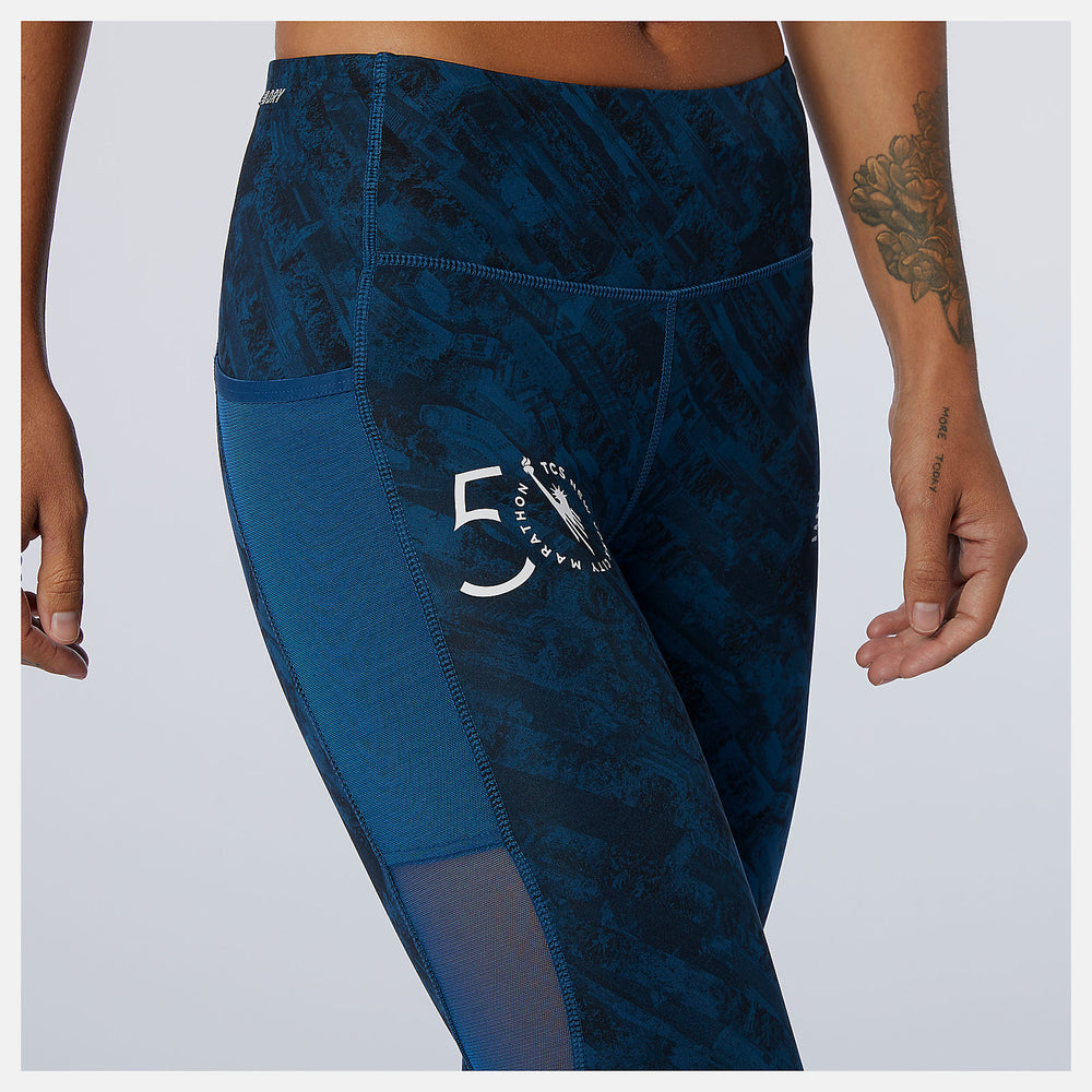 NYC Marathon Printed Impact Run Tight | New Balance Clothing Rogue Wave - Women