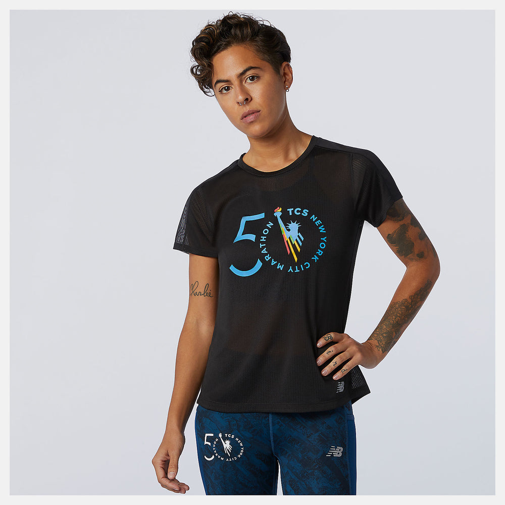 NYC Marathon Impact Run Short Sleeve | New Balance Clothing Black - Women