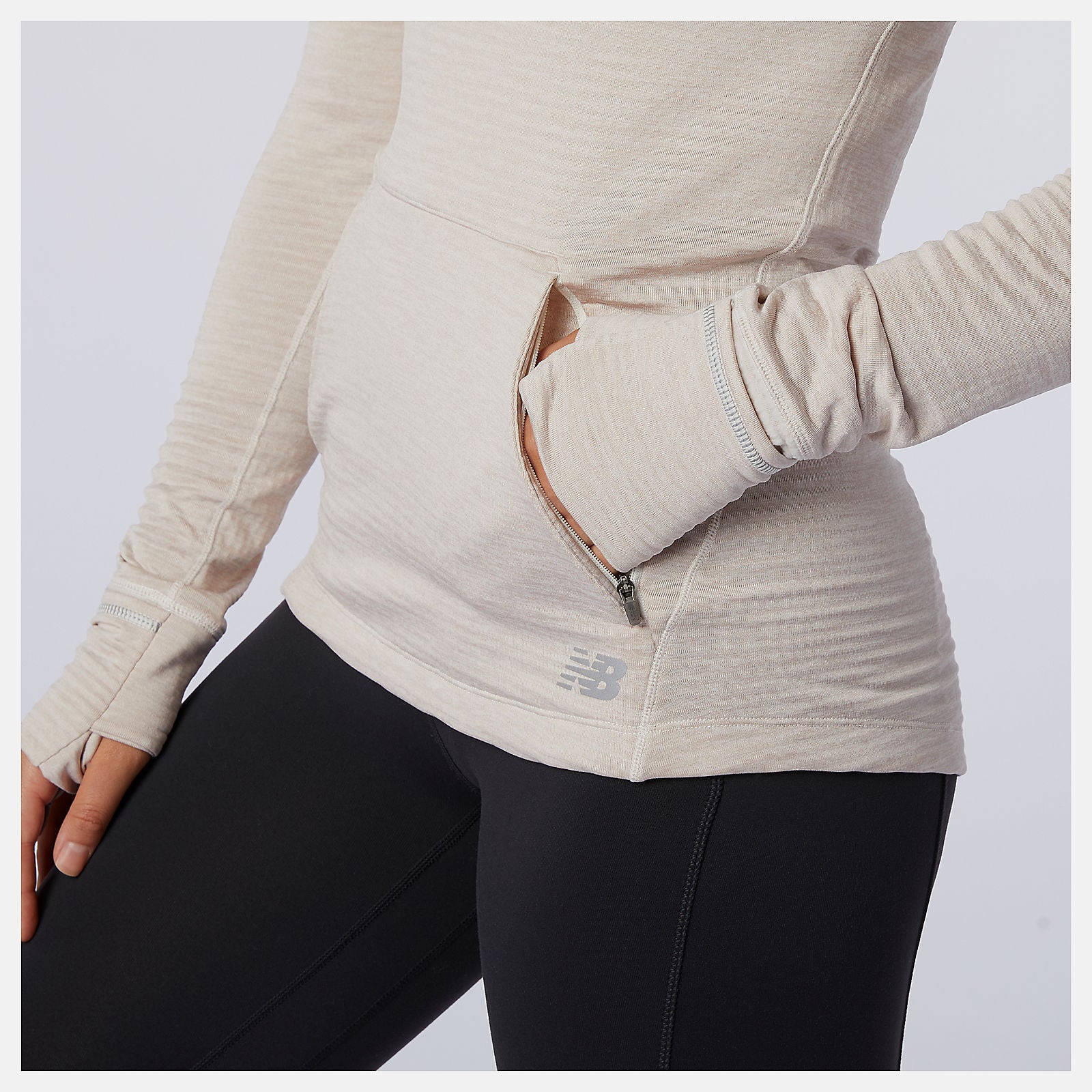 NB Heat Grid Hoodie | New Balance Clothing Sea Salt Heather - Women