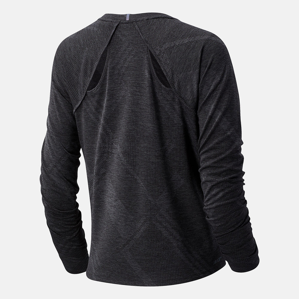 NYC Marathon Q Speed Fuel Jacquard Long Sleeve | New Balance Clothing Black Heather - Women
