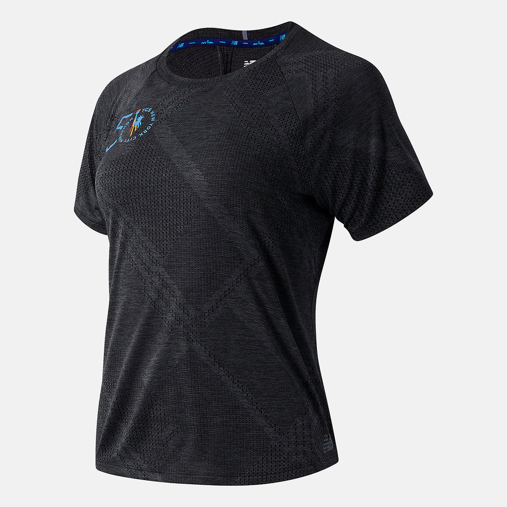 NYC Marathon Q Speed Fuel Jacquard Short Sleeve | New Balance Clothing Black Heather - Women