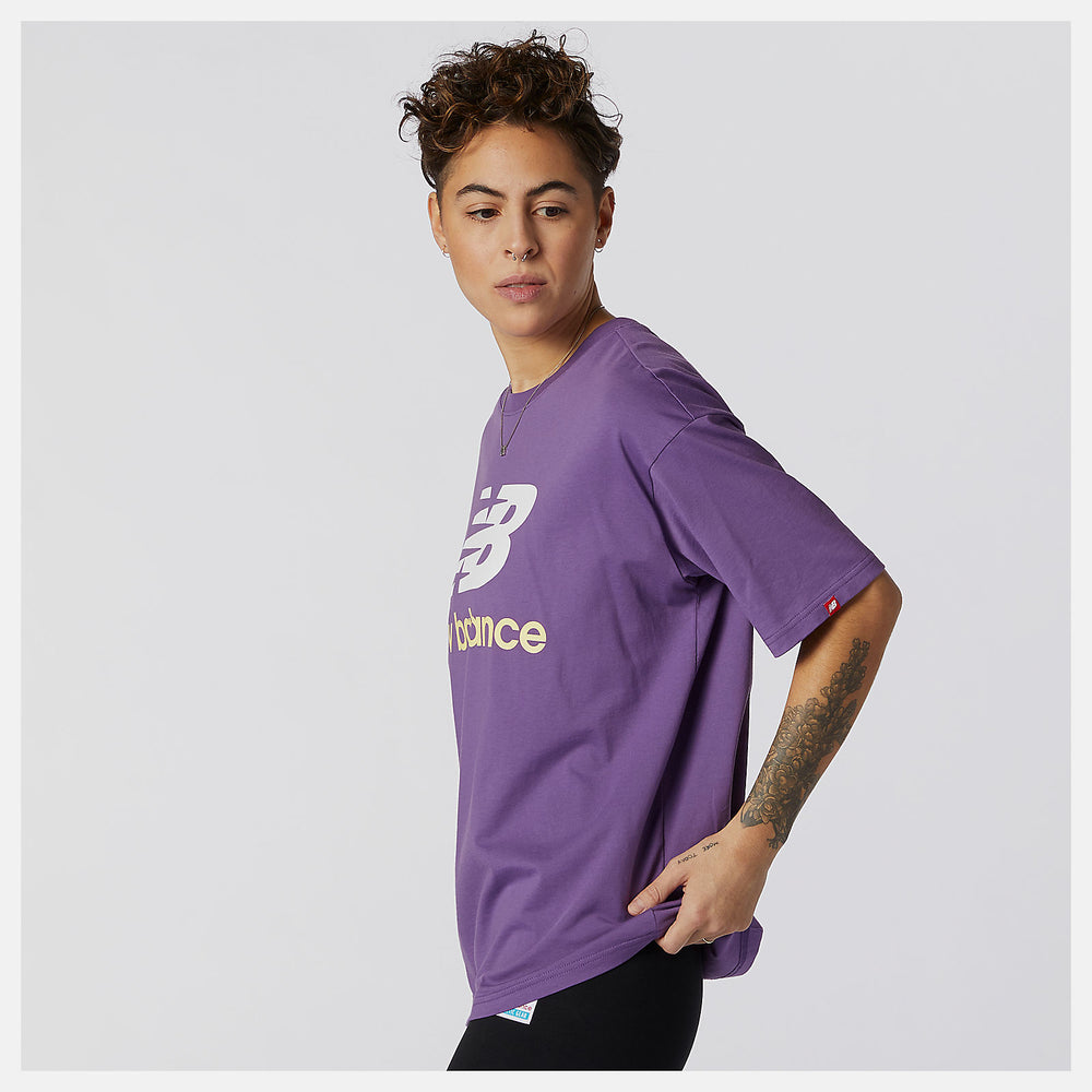NB Essentials Stacked Logo Tee | New Balance Clothing Sour Grape - Women
