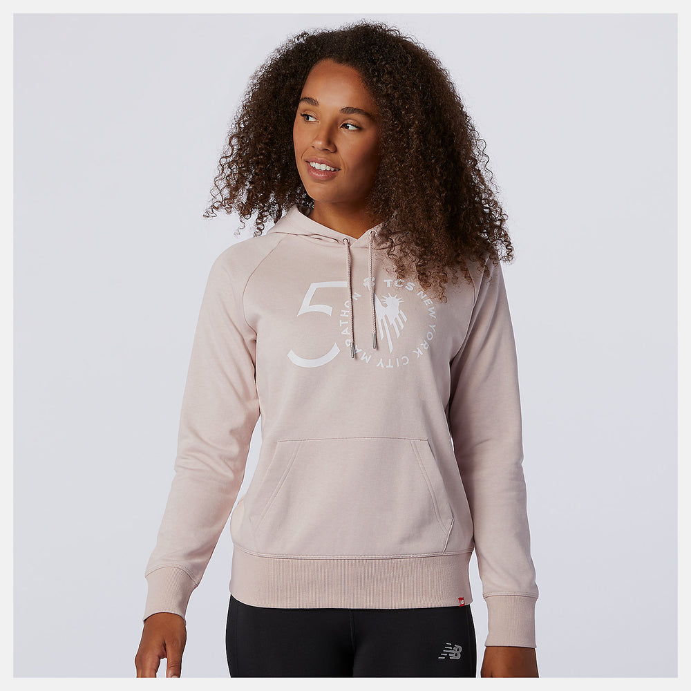 NYC Marathon Essentials Pullover Hoodie | New Balance Clothing Saturn Pink - Women