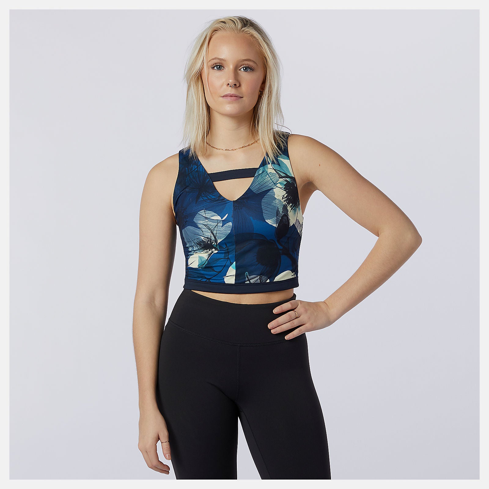 Transform NBSleek Printed Crop Top | New Balance Clothing Blue - Women