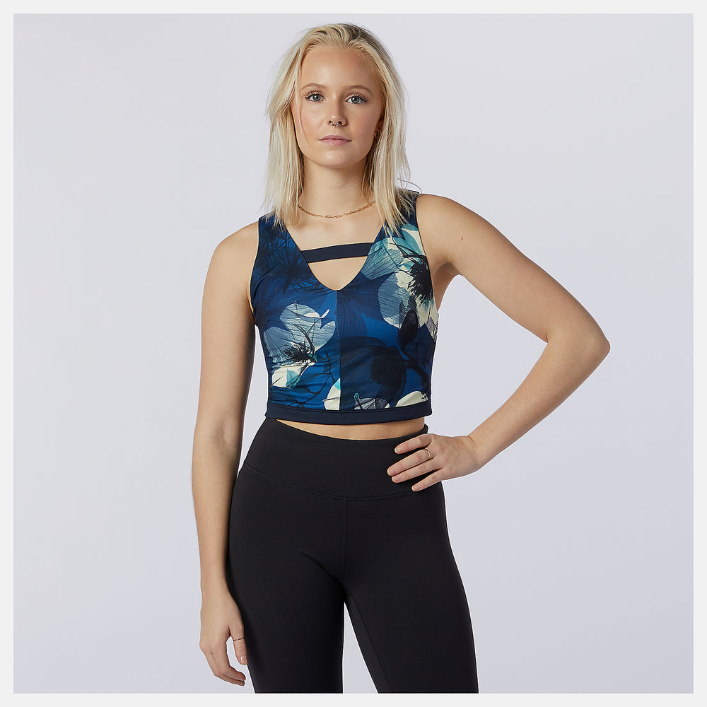 Transform NBSleek Printed Crop Top | New Balance Clothing Blue - Women