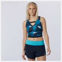 Transform NBSleek Printed Crop Top | New Balance Clothing Deep Sky - Women