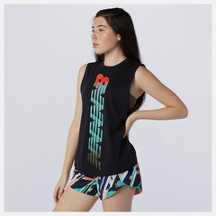 Relentless Cinched Back Graphic Tank | New Balance Clothing Black - Women