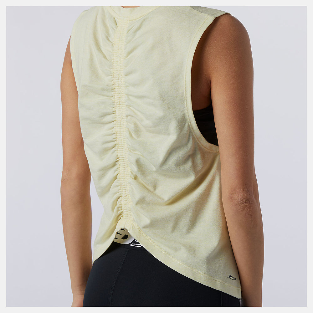 Relentless Cinched Back Graphic Tank | New Balance Clothing Lemon Haze Heather - Women