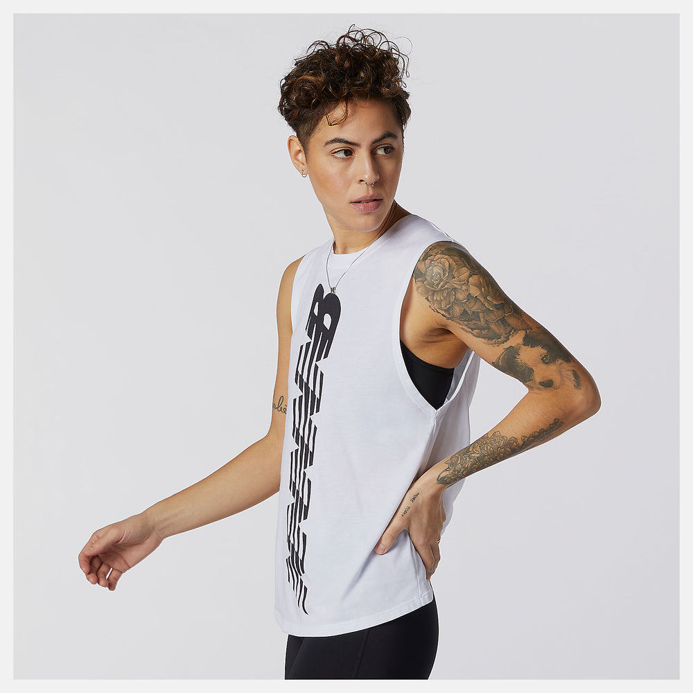 Relentless Cinched Back Graphic Tank | New Balance Clothing White - Women