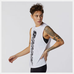 Relentless Cinched Back Graphic Tank | New Balance Clothing White - Women