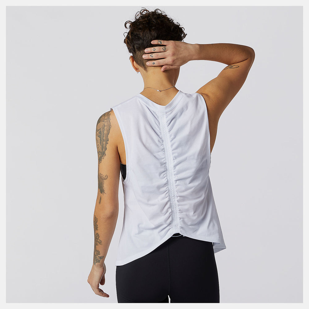 Relentless Cinched Back Graphic Tank | New Balance Clothing White - Women