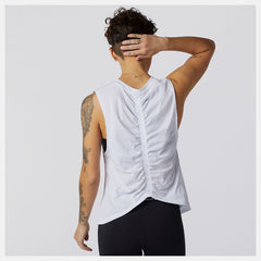 Relentless Cinched Back Graphic Tank | New Balance Clothing White - Women