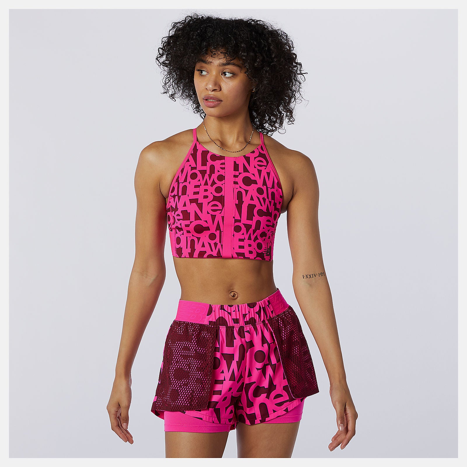 Relentless Printed Crop Top | New Balance Clothing Pink Glo - Women