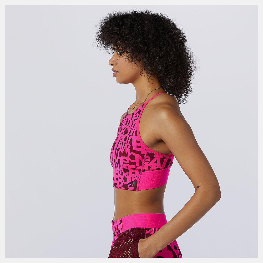 Relentless Printed Crop Top | New Balance Clothing Pink Glo - Women