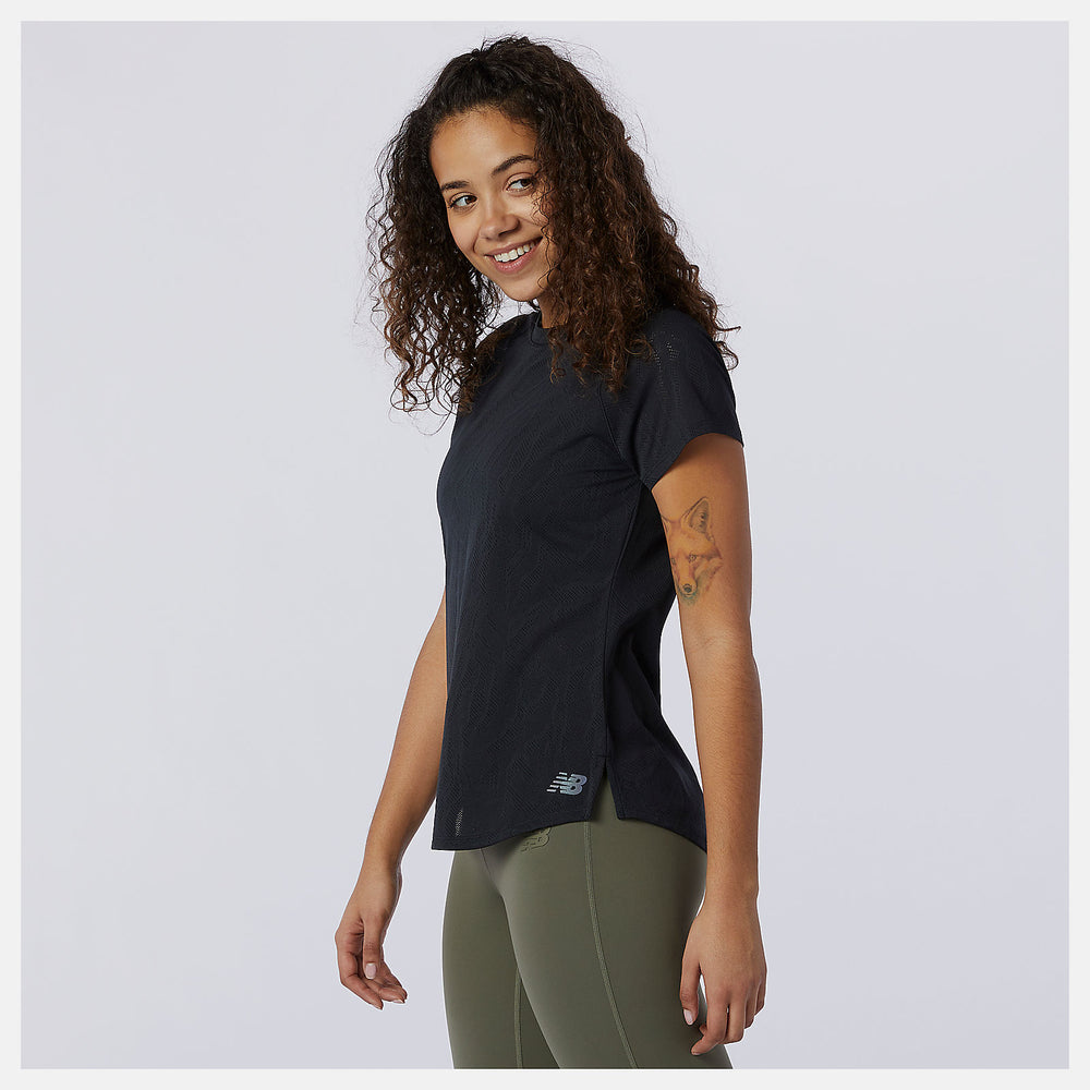 Q Speed Fuel Jacquard Short Sleeve | New Balance Clothing Black - Women