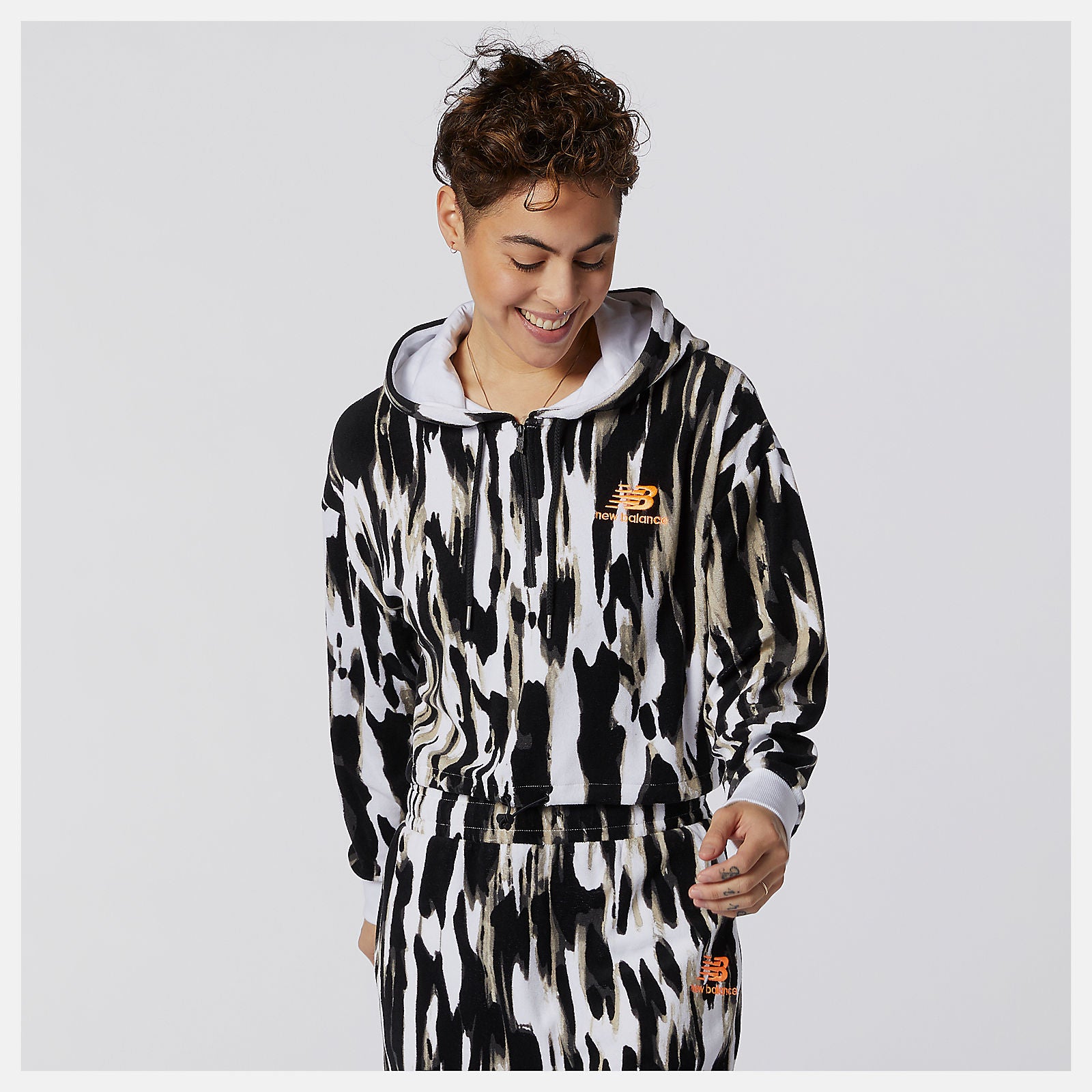 NB Athletics Collide Printed Terry Hoodie | New Balance Clothing White Print - Women