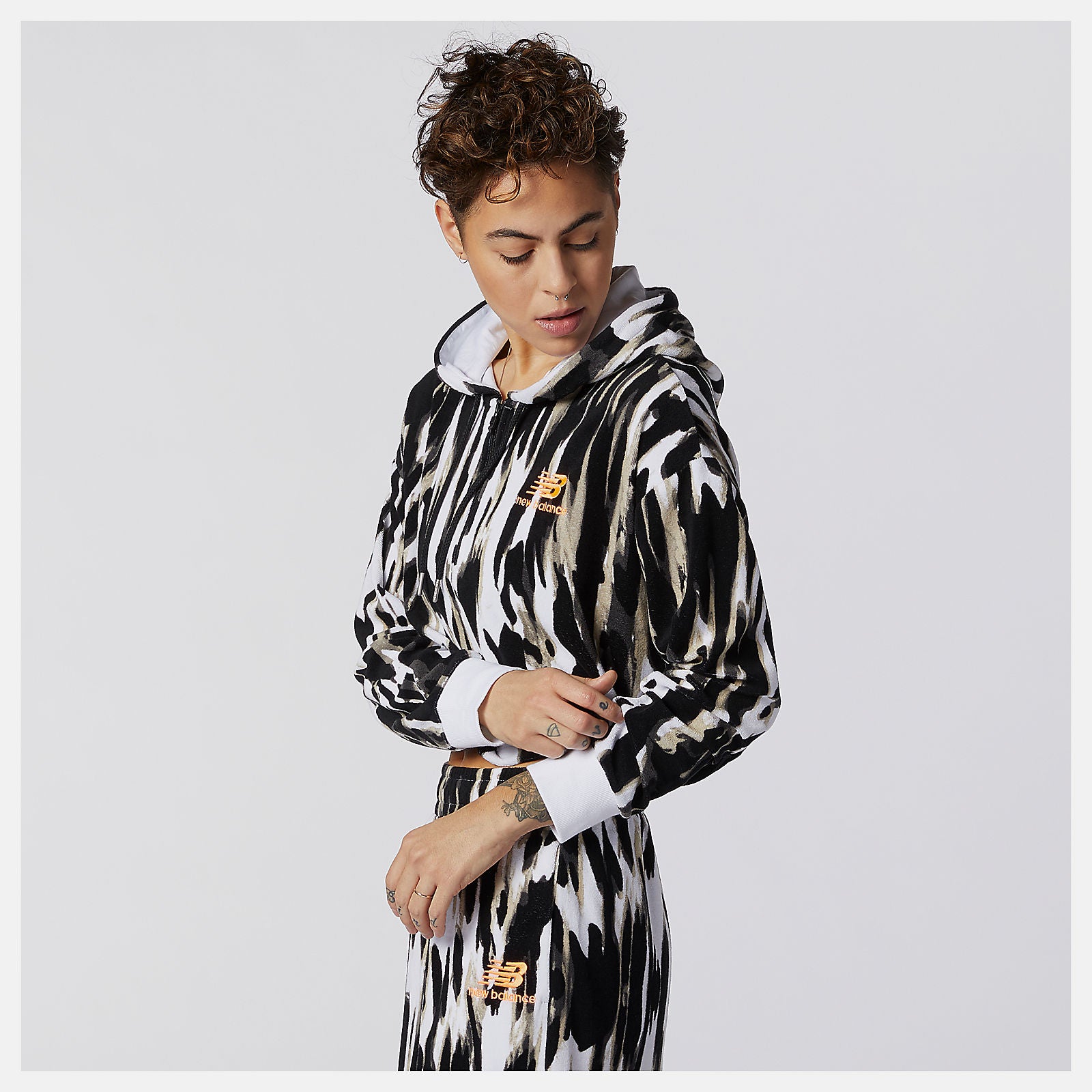 NB Athletics Collide Printed Terry Hoodie | New Balance Clothing White Print - Women