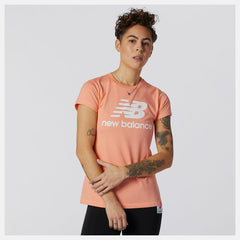Essentials Stacked Logo Tee | New Balance Clothing Paradise Pink - Women