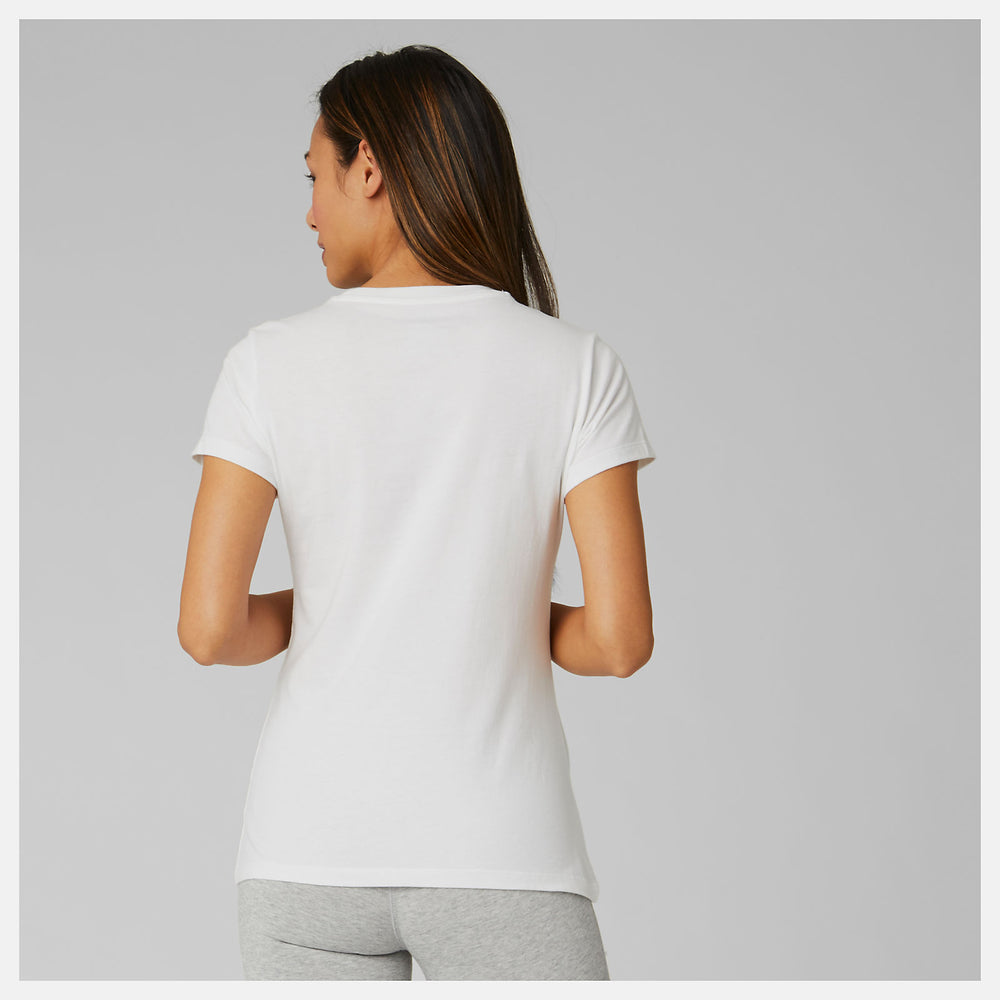 Essentials Stacked Logo Tee | New Balance Clothing White/Black - Women